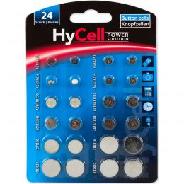 Hycell 24er-Set Alkaline-Knopfzellensortiment, 1,5 V/ 3,0 V