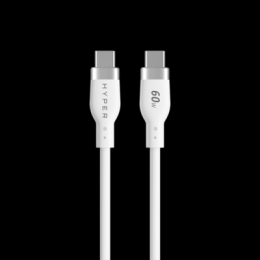 Hyper® 1.5m Silicone USB-C to USB-C 60W Charging Cable - White 1.5m Silicone USB-C to USB-C 60W Charging Cable - White