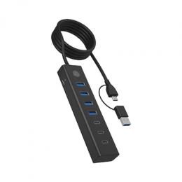 Icy Box 7-Port USB 3.2 Gen 1 Hub 3x USB Type-C 4x USB Type-A