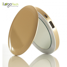 iLogoTech Power Compact Kosmetikspiegel PowerBank 3000mAh, Gold