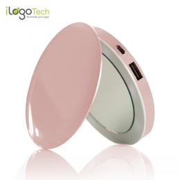 iLogoTech Power Compact Kosmetikspiegel PowerBank 3000mAh, Rosa