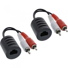 InLine Audio ber RJ45 passiv, 2x Cinch Stecker / RJ45 Buchse, max. 50m, 2er Pack