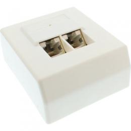 InLine Cat.5e Anschlussdose, AP 2x RJ45 Buchse, RAL 9010, wei
