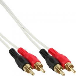 InLine Cinch Kabel, 2x Cinch, Stecker / Stecker, wei / gold, 0,5m