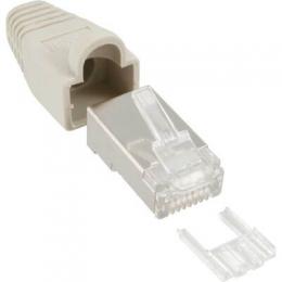 InLine Crimpstecker RJ45 geschirmt, mit Knickschutz und Einfdelhilfe, 100er Pack,beige, bulk