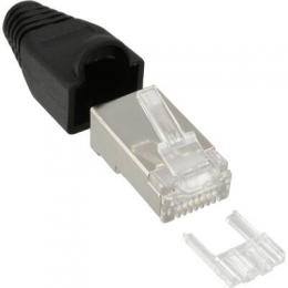 InLine Crimpstecker RJ45 geschirmt, mit Knickschutz und Einfdelhilfe, 100er Pack, schwarz, bulk