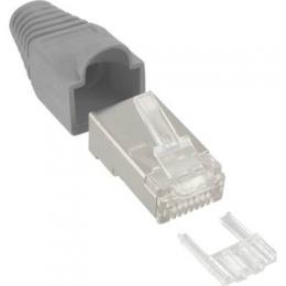 InLine Crimpstecker RJ45 geschirmt, mit Knickschutz und Einfdelhilfe, 10er Pack, grau