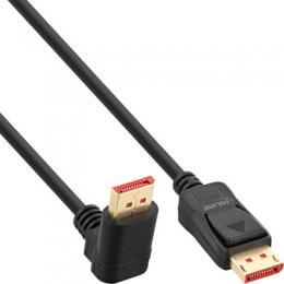 InLine DisplayPort 1.4 Kabel, 8K4K, nach oben gewinkelt, schwarz/gold, 3m