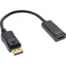 InLine DisplayPort zu HDMI Adapterkabel mit Audio, DisplayPort Stecker auf HDMI Buchse, 4K/60Hz, schwarz, 0,15m