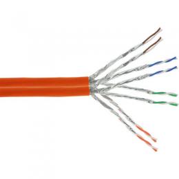 InLine Duplex Verlegekabel Cat.7a, S/FTP (PiMF), 2x 4x2x0,58 AWG23, 1200MHz, halogenfrei, orange, 50m