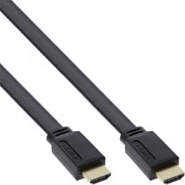 InLine HDMI Flachkabel, HDMI-High Speed mit Ethernet, verg. Kontakte, schwarz, 1,5m
