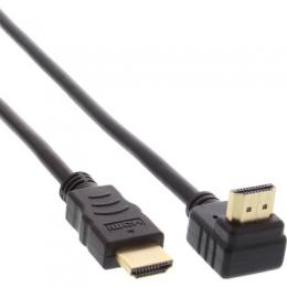 InLine HDMI Kabel, gewinkelt, HDMI-High Speed mit Ethernet, Stecker / Stecker, verg. Kontakte, schwarz, 0,5m