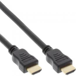 InLine HDMI Kabel, HDMI-High Speed mit Ethernet, Premium, Stecker / Stecker, schwarz / gold, 3m