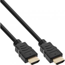 InLine HDMI Kabel, HDMI-High Speed mit Ethernet, Stecker / Stecker, schwarz / gold, 0,5m