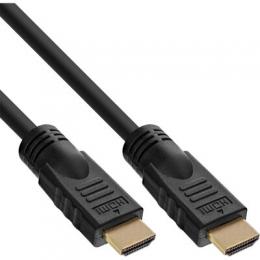 InLine HDMI Kabel, HDMI-High Speed, Stecker / Stecker, verg. Kontakte, schwarz, 15m