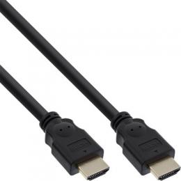 InLine HDMI Kabel, HDMI-High Speed, Stecker / Stecker, verg. Kontakte, schwarz, 1m