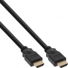 InLine HDMI Kabel, HDMI-High Speed, Stecker / Stecker, verg. Kontakte, schwarz, 2m