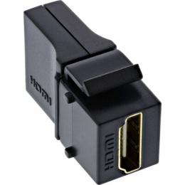 InLine HDMI Keystone Snap-In Einsatz 4K/60Hz, HDMI A Buchse/Buchse, gewinkelt, schwarz