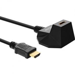InLine® HDMI Verlängerung mit Standfuß HDMI-High Speed mit Ethernet, 4K2K, Stecker / Buchse, schwarz / gold, 3m