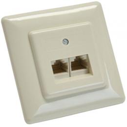 InLine ISDN Anschlussdose, 2x RJ45 Buchse, Unterputz, Schraubanschluss 2x 8-fach
