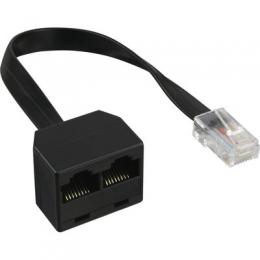 InLine ISDN Verteiler, 1x RJ45 St an 2x RJ45 Bu, (8P8C) mit 15cm Kabel, ohne Endwiderstnde