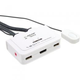 InLine KVM Switch, 2-fach, HDMI, USB, mit Audio, integr. Kabel