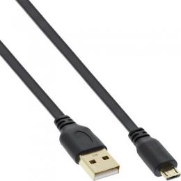 InLine Micro-USB 2.0 Flachkabel, USB-A Stecker an Micro-B Stecker, 1m