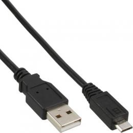 InLine Micro-USB 2.0 Kabel, USB-A Stecker an Micro-B Stecker, schwarz, 0,3m