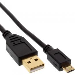InLine Micro-USB 2.0 Kabel, USB-A Stecker an Micro-B Stecker, vergoldete Kontakte, 0,5m