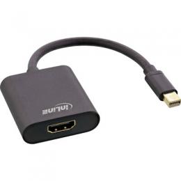 InLine Mini DisplayPort HDMI Adapterkabel Aluminium mit Audio, 4K/60Hz, schwarz, 0,15m