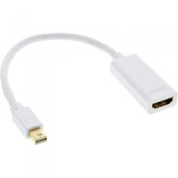 InLine Mini DisplayPort HDMI Adapterkabel mit Audio, Mini DisplayPort Stecker auf HDMI Buchse, 4K/30Hz, wei, 0,15m