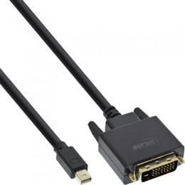 InLine Mini DisplayPort zu DVI Kabel, Mini DisplayPort Stecker auf DVI-D 24+1 Stecker, schwarz/gold, 2m