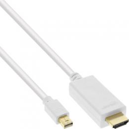 InLine Mini DisplayPort zu HDMI Konverter Kabel mit Audio, 4K/60Hz, wei, 0,5m