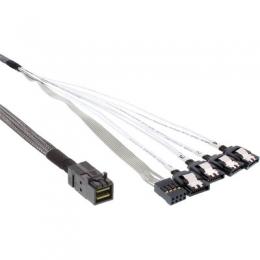 InLine Mini SAS HD Kabel, SFF-8643 zu 4x SATA + Sideband, 1m