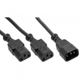 InLine Netz-Y-Kabel, Kaltgerte, 1x IEC-C14 auf 2x IEC-C13, 1m
