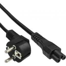 InLine Netzkabel fr Notebook, Schutzkontaktstecker gewinkelt auf 3pol Kupplung, schwarz, 2m