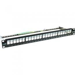 InLine Patchfeld 24-fach, Keystone Snap-In Leerblech Patchpanel, 48,26cm (19), 1HE, schwarz