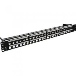 InLine Patchfeld 48-fach, Leerblech Patchpanel fr RJ45 Keystone, 48,26cm (19), 1HE, schwarz