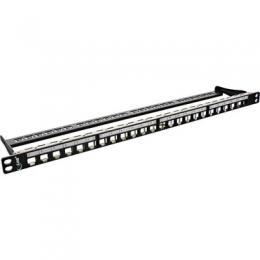 InLine Patchfeld Cat.6A 24-fach, RJ45 Keystone Leerblech Patchpanel, 48,26cm (19), 0,5HE, schwarz