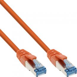 InLine Patchkabel, S/FTP (PiMf), Cat.6A, 500MHz, halogenfrei, Kupfer, orange, 0,3m