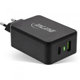 InLine Power Delivery + Quick Charge 3.0 USB Netzteil, Ladegert, USB-A + USB Typ-C, 33W, schwarz
