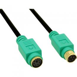 InLine PS/2 Verlngerung, Stecker / Buchse, PC99, Kabel schwarz, Stecker grn, Kontakte gold, 2m