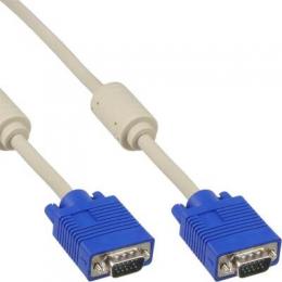 InLine S-VGA Kabel, 15pol HD Stecker / Stecker, beige, 15m
