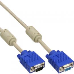 InLine S-VGA Verlngerung, 15pol HD Stecker / Buchse, beige, 0,5m