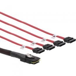 InLine SAS Anschlusskabel, Mini SAS SFF8087 an 4x SATA, Crossover, OCF, 0,75m