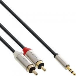 InLine Slim Audio Kabel Klinke 3,5mm ST an 2x Cinch ST, 1m