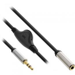 InLine Slim Audio Kabel Klinke 3,5mm ST / BU, mit Lautstrkeregler, 0,25m