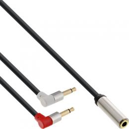 InLine Slim Audio Kopfhrer Flugzeug-Adapterkabel, 2x 3,5mm Klinke ST an 3,5mm Klinke BU 3pol., 0,15m