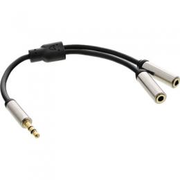 InLine Slim Audio Y-Kabel Klinke 3,5mm ST an 2x Klinke BU, 0,15m