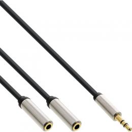 InLine Slim Audio Y-Kabel Klinke 3,5mm ST an 2x Klinke BU, 2m